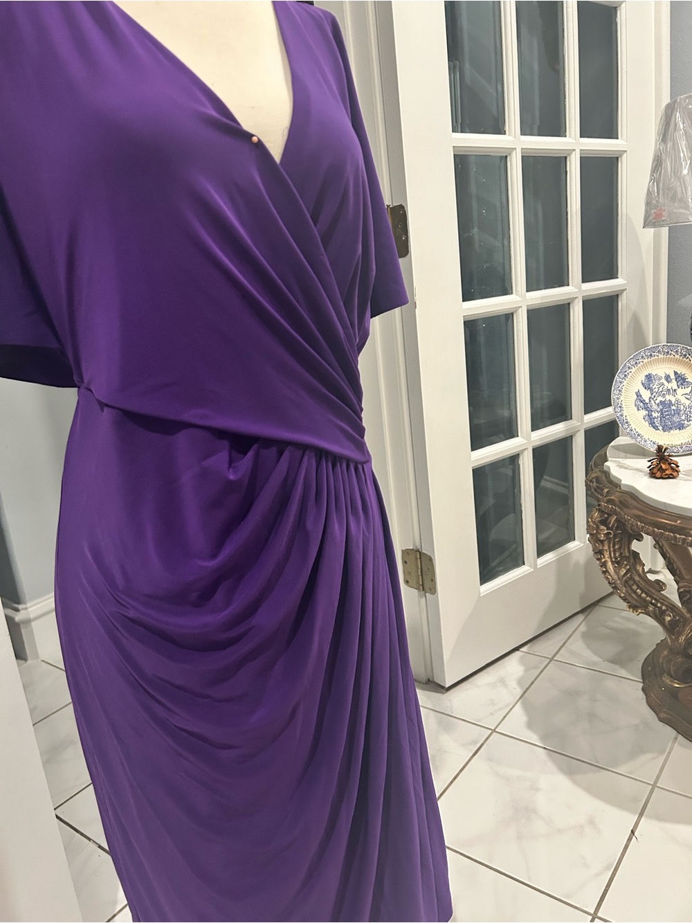 Lauren Ralph Lauren Violet Wrap-Style Midi Dress